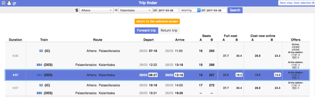 Train from Athens to Meteora - via Kalambaka Greece 
